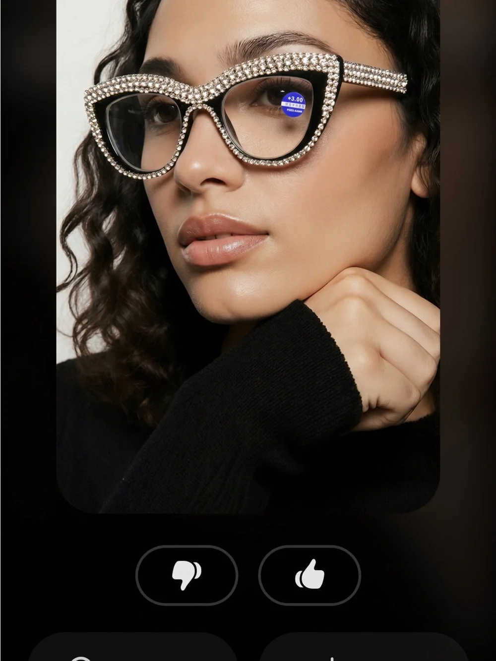 Rhinestone Cat Eye Reading Glasses +3.00 – Black Crystal Readers 💎👓